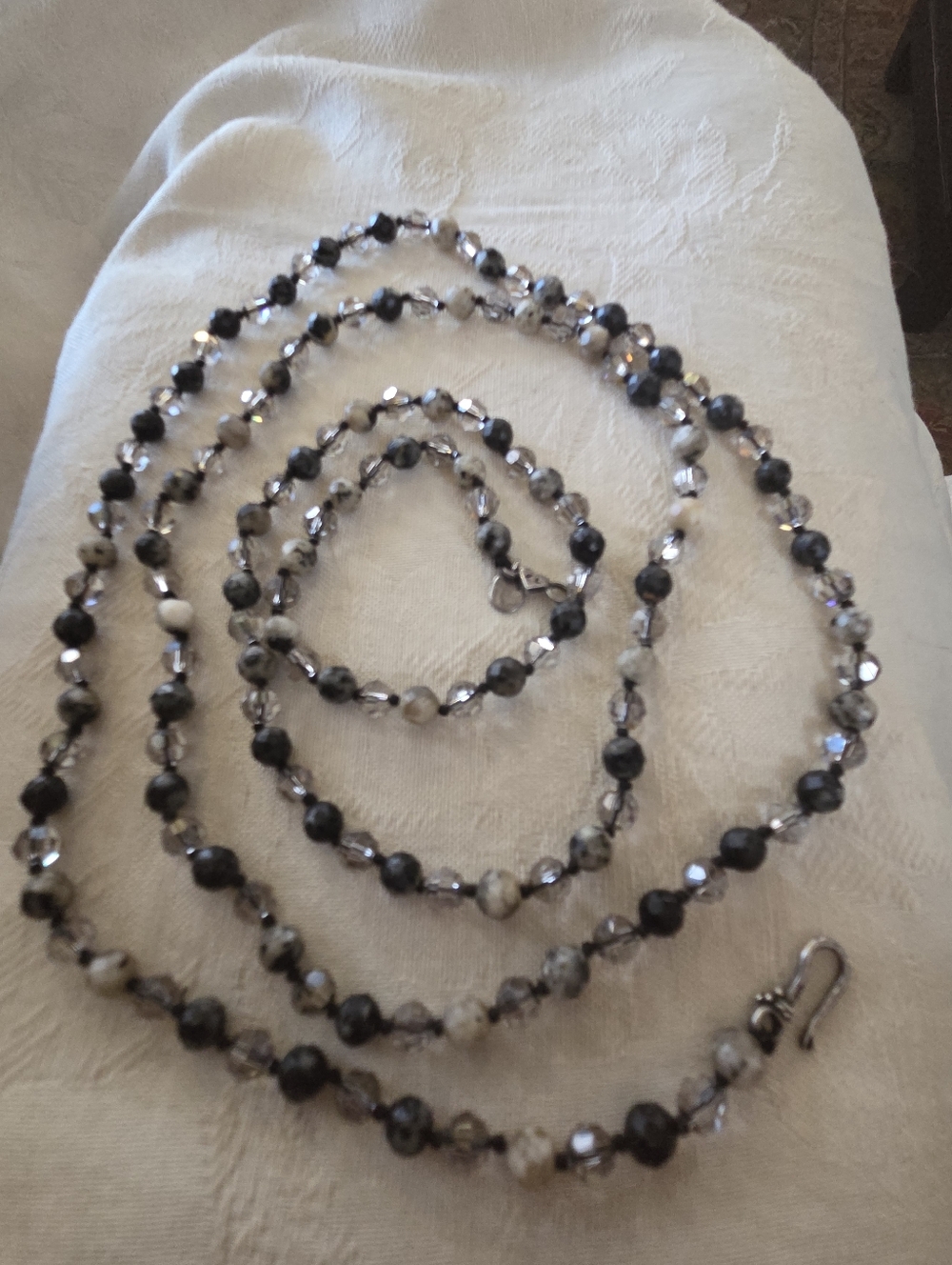 Chan Luu Quartz and Tourmalated Quartz Beaded Neckkace, SS, 45 Inches